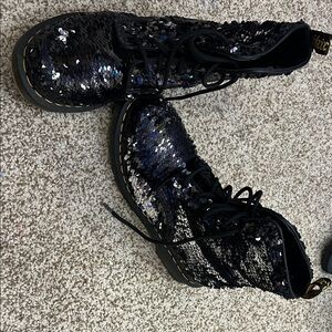Dr. Martens Women's Black Sequin Combat Boots